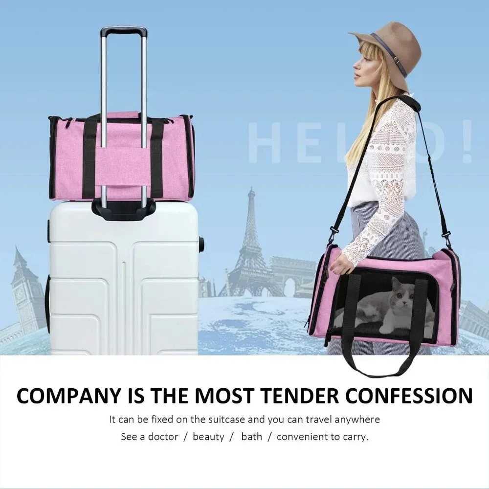 Pet Carrier for Small Medium Cats Dogs Puppies up to 15 Lbs, TSA Airline Approve